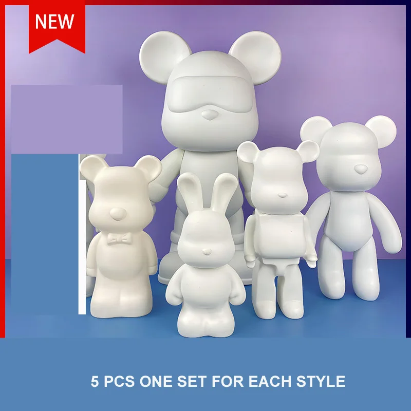 

Набор из 5 игрушек для творчества: дизайнерские игрушки для художников, белые куклы, украшения для дома, виниловые фигурки для самостоятельной сборки, оптом