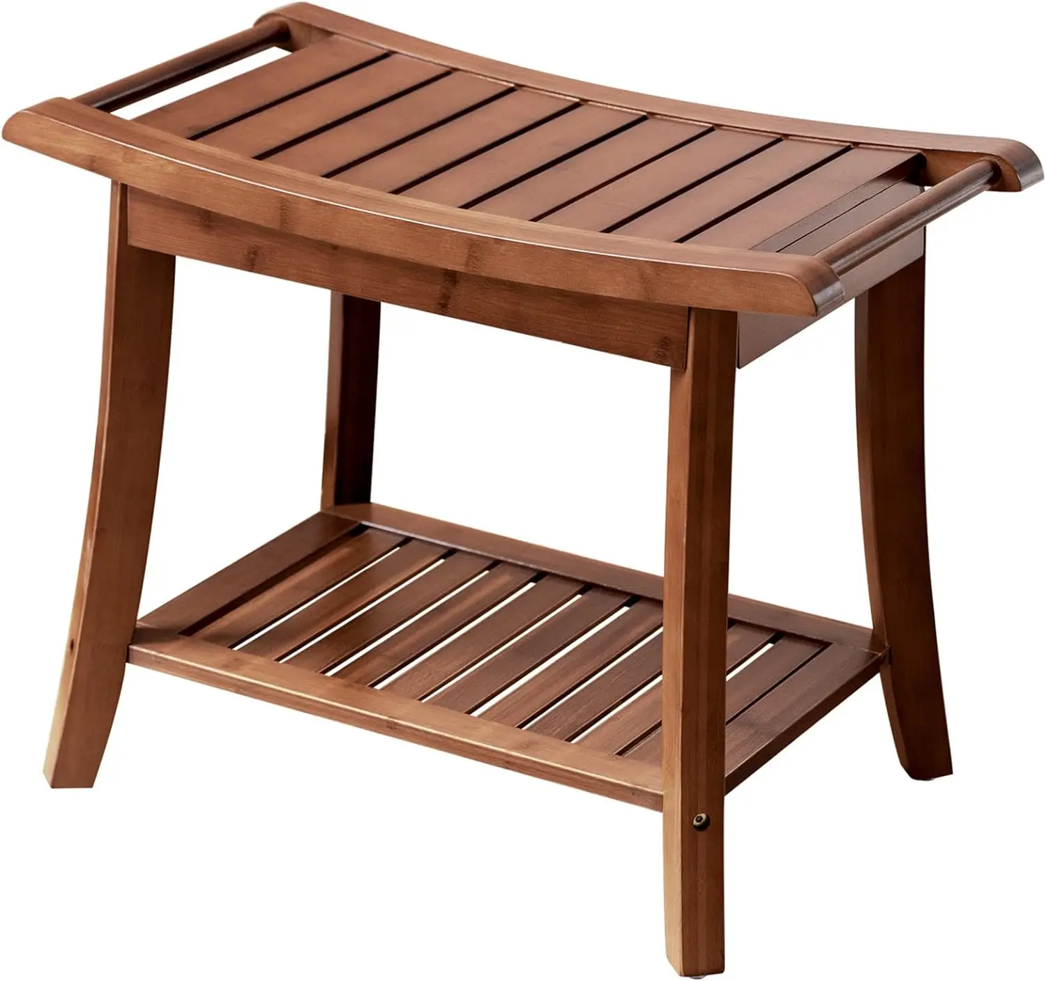 

Bamboo Shower Bench Stool with Storage Shelf, Waterproof Shower Chair, Spa Bath Seat, Excellent for Indoor Use, Chestnut Brown