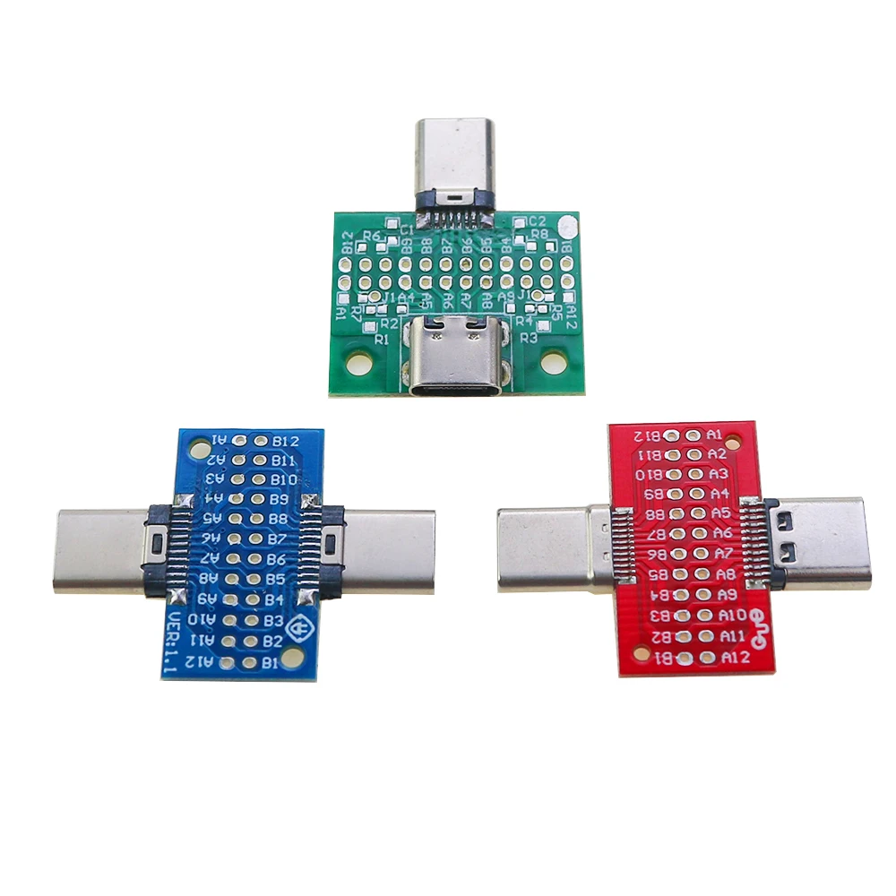 

1pcs Type-C Male Female to Male Female USB 3.1 Test PCB Board Adapter Type C 16P 24P 2.54mm Connector Socket