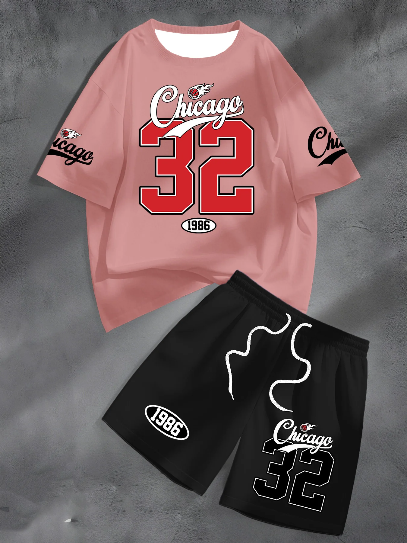 Summer Men's Chicago NO.32 Casual  Short Sleeve T-Shirt And Shorts 2 Pieces Set Sport Women's T-shirt + Shorts Set