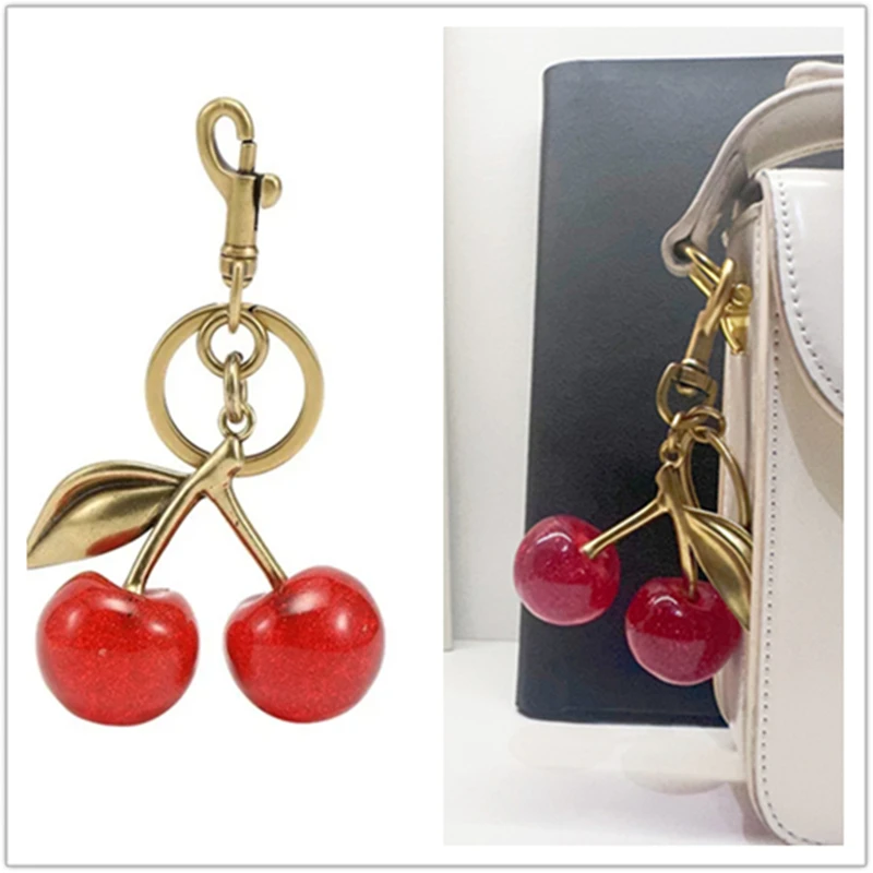 Crystal Cherry Pendant Decoration ornaments For Coach Handbag Shoulder Bag Women's High-Grade Keychain Bags Attachment Parts