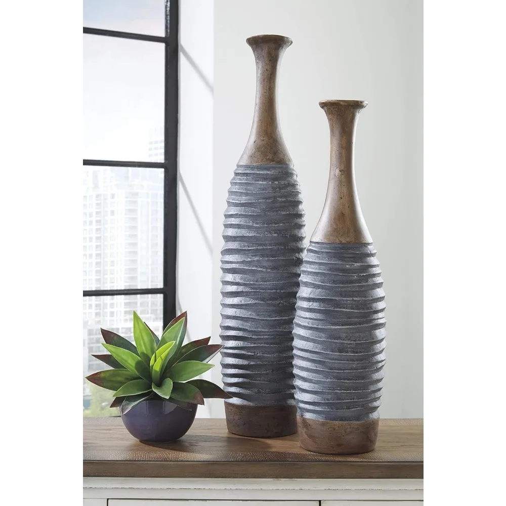 2-piece decorative vase set, antique grey&brown