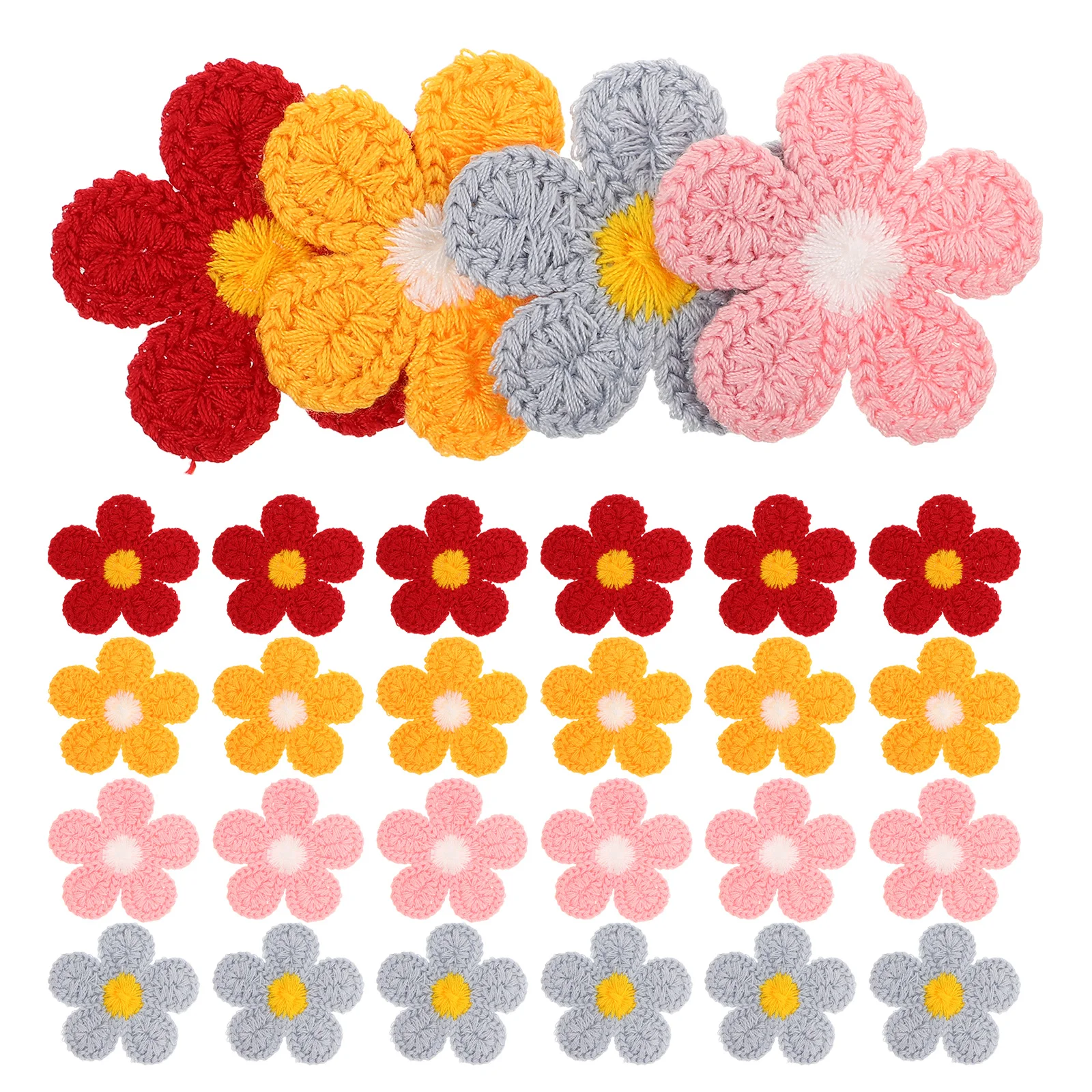 

40 Pcs Headgear Embroidery Lace Material Child Fabric Applique Flowers for Sewing