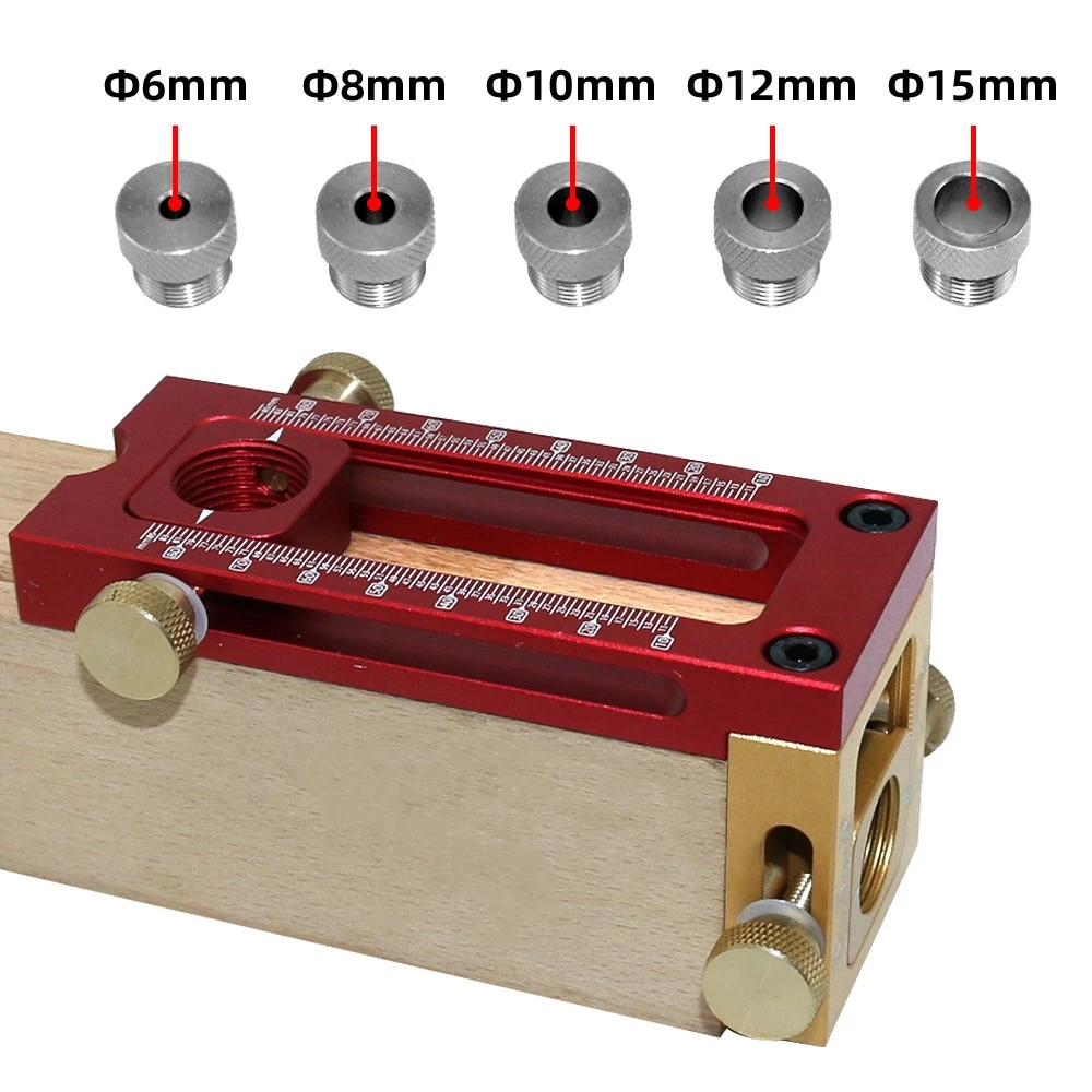 Imagem -04 - Gabarito de Doweling Ajustável para Carpintaria Pocket Hole Jig Guia de Perfuração Localizador Ferramentas Puncher em Mm15 mm Arbustos