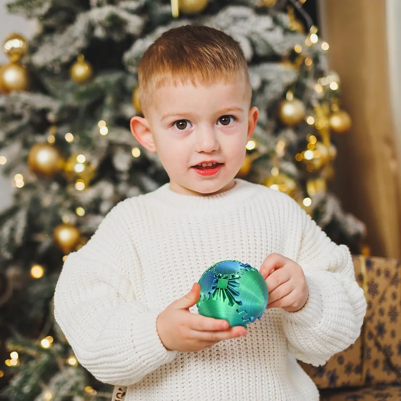 Bola de engrenagem, brinquedo fidget de esfera de engrenagem impressa em 3D, bola sensorial para alívio do estresse para crianças e adultos, ADHDToy (verde floresta, 2,6 polegadas)