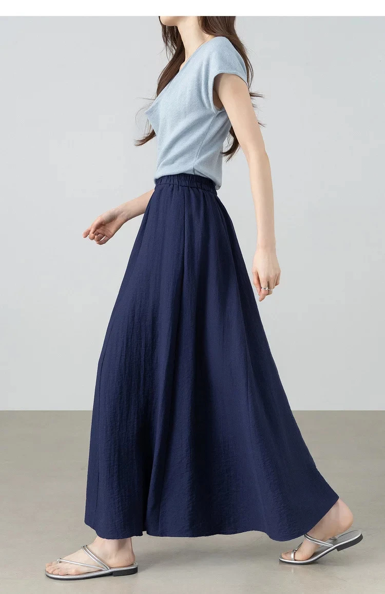 SENTUBILA Minimalistischer A-Linien-Rock für Damen, Sommer 2026, Neuer Lässiger Rock mit Elastischem Bund, Langer Lockerer Rock, Damenbekleidung 162QA5883 – Detail 25