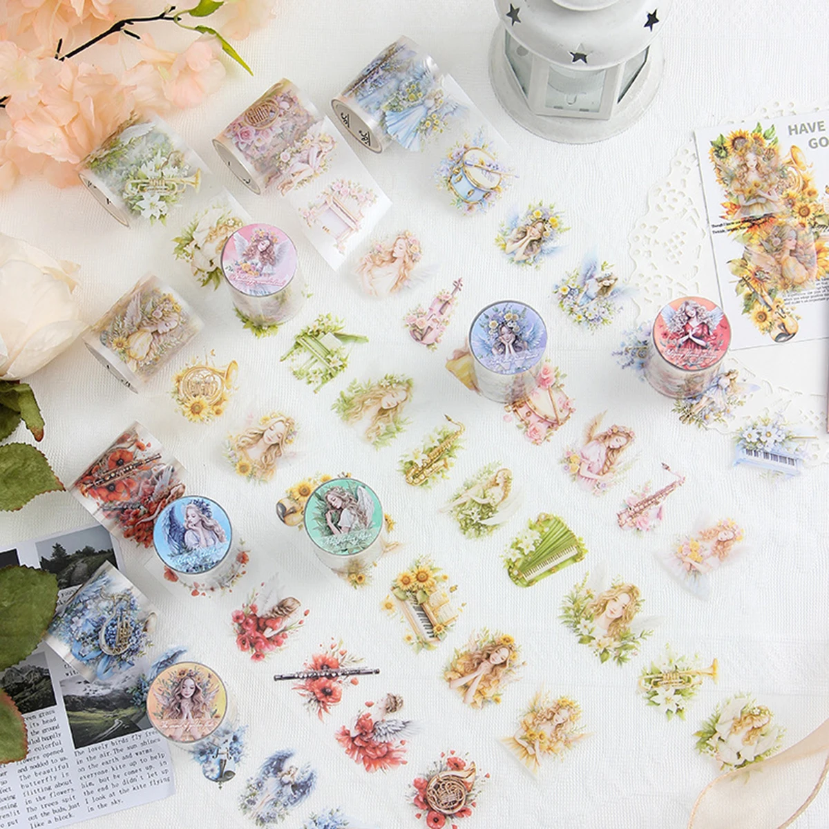 1PC Beautiful Plant and Flower Stickers, Creative Flower Decor DIY Stickers,for Stationery Scrapbook Gift Decorations