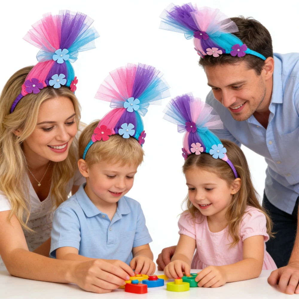 Halloween Magic Elf Cosplay Headband Princess Poppy Trolls Hair Hoop Performanc Birthday Party Hair Accessories