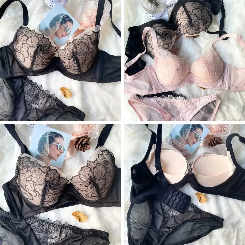 

Wirefree Push Up Bra & Panty Set for Women, Adjustable Comfort, Lace Large Size Lingerie