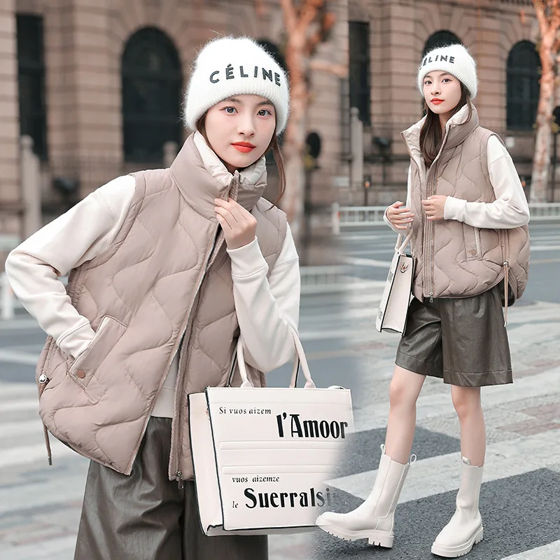 

Новый зимний хлопковый жилет, женское теплое пальто с отложным воротником, куртка без рукавов на молнии, пальто, свободный жилет на шнурке, жилет, пальто