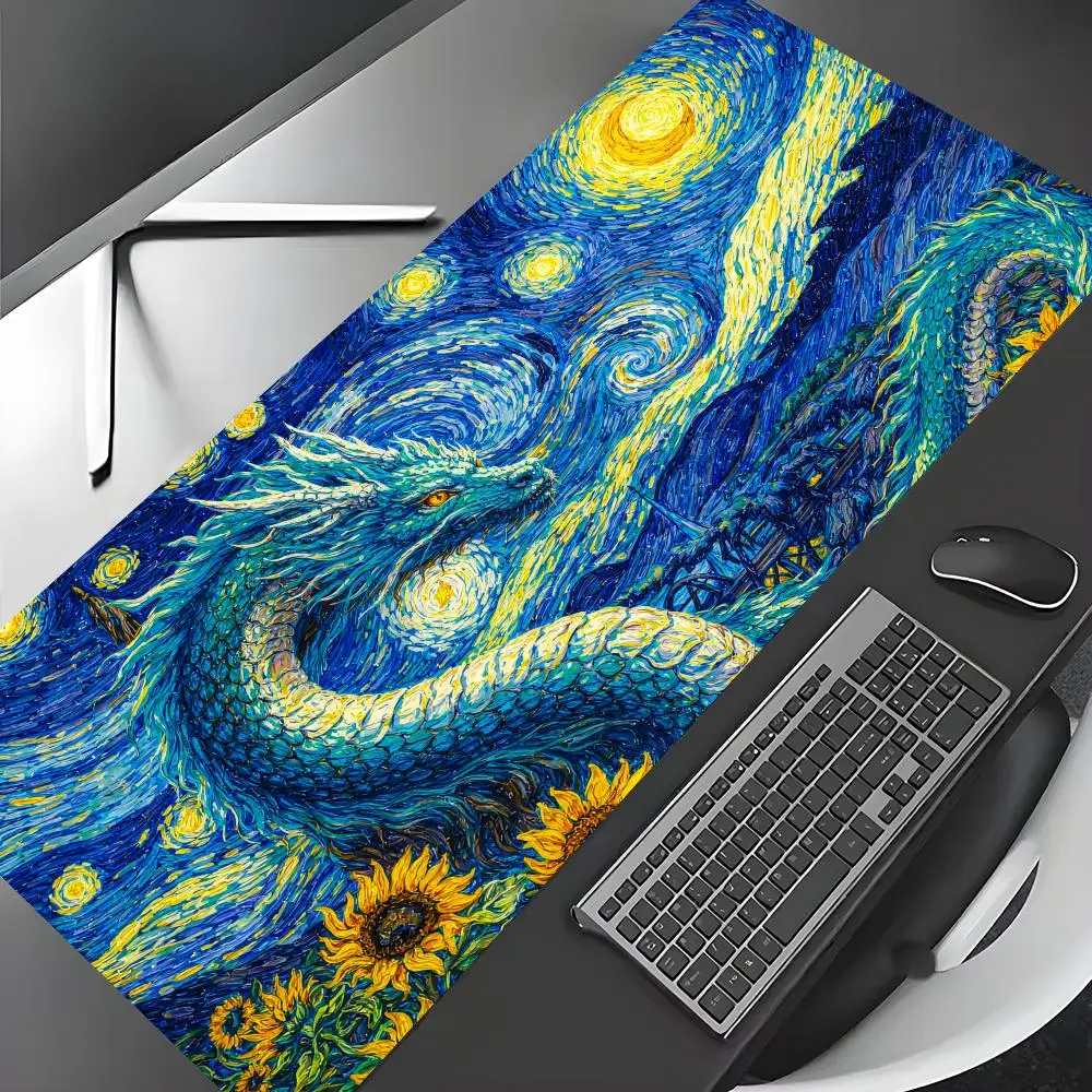 

Starry Night and Dragon Mouse Pad Gaming mats Non-Slip Durable Desk Mat mousepad With Stitched Edge HD printing Office mat