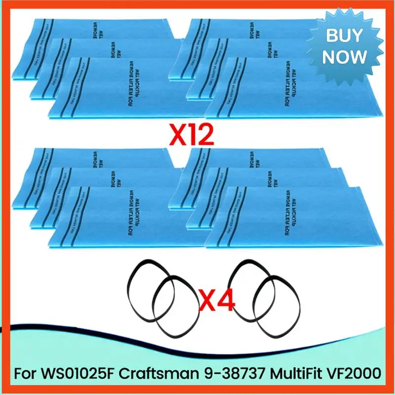 BISM WS01025F2 كيس مرشح الرطب والجاف للحرفي 9-38737 المكانس الكهربائية مع أشرطة الاحتفاظ استبدال VF2000 12 + 4