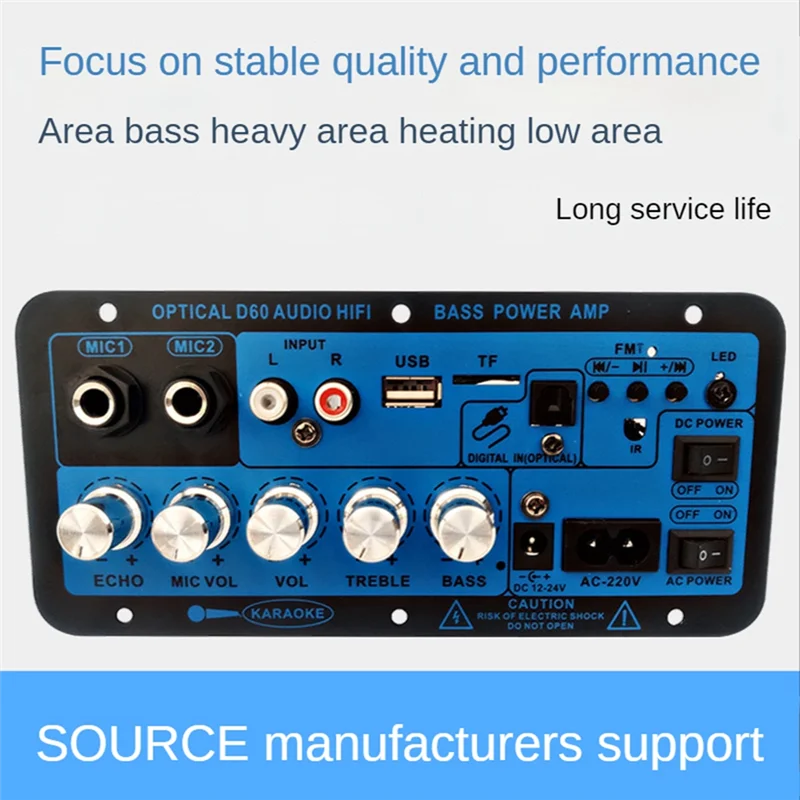 Auto Bluetooth Digital Verstärker Bord Dual Mikrofon Bluetooth 5,0 Stereo Verstärker Subwoofer Karaoke Verstärker UNS Stecker