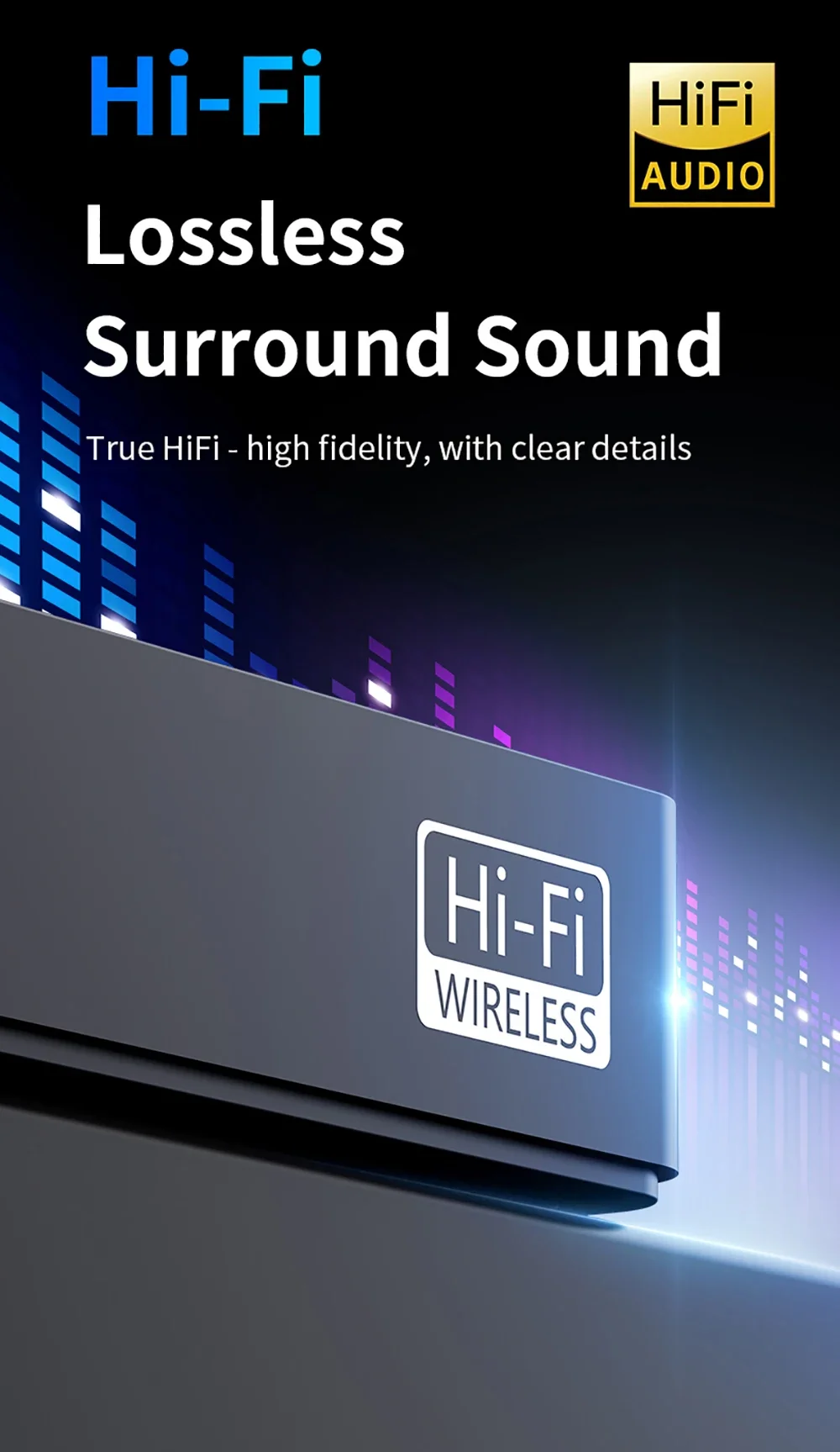 Kebidumei Drahtloser Audio-Adapter, Bluetooth 6.0-Empfänger, Sender, HiFi, verlustfreier Klang, Stereo-Musik, 3,5 mm AUX-RCA-Buchse für PC-TV – Detail 7