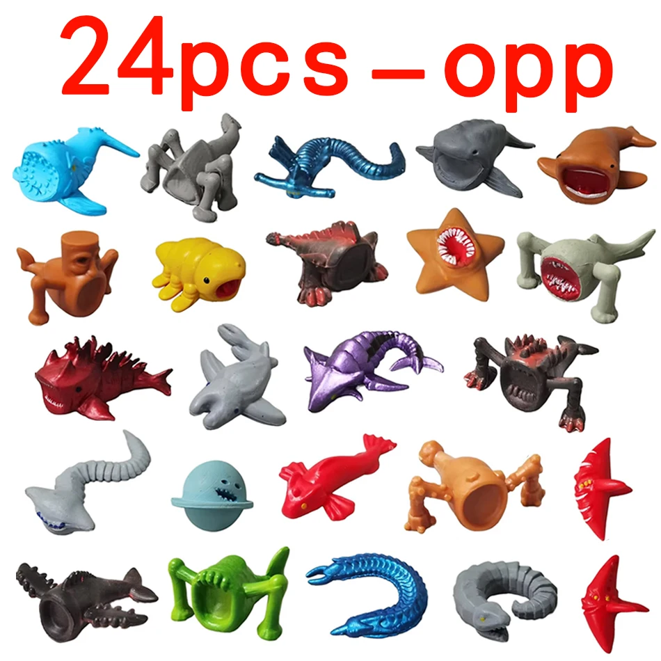 24pcs Subnautica Sea Eater Monster Figure Leviathan Figures Decoration Bloop Gran Maja Model Doll Ornament Toy Halloween Gifts
