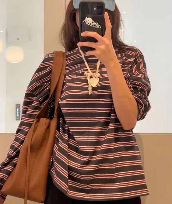 Womens Long Sleeve Stripe T Shirt Top Casual Fall Comfortable Womens Going Out  Harajuku Grunge Fairycore Clothes Tops