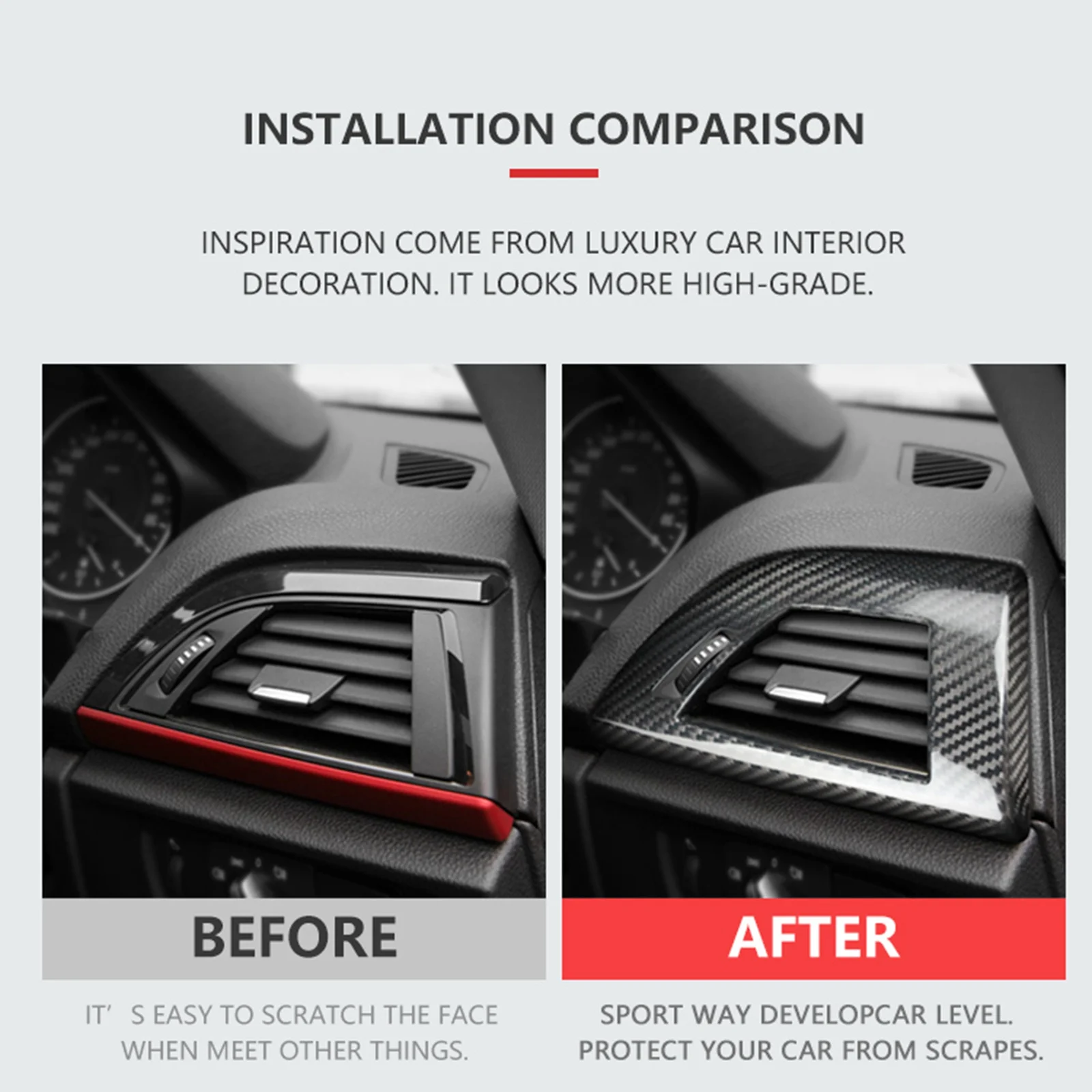 Real Carbon Fiber Driver Side Air Vent Outlet Trim RHD For BMW 1 Series F20 F21 2012-2019