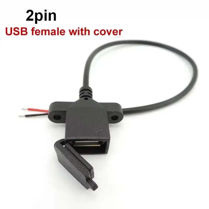 2pin 4pin Diy USB Female Plug Power Socket Cable Dust Proof Cover Connector Welding Wire Port Charging Data Cable E4