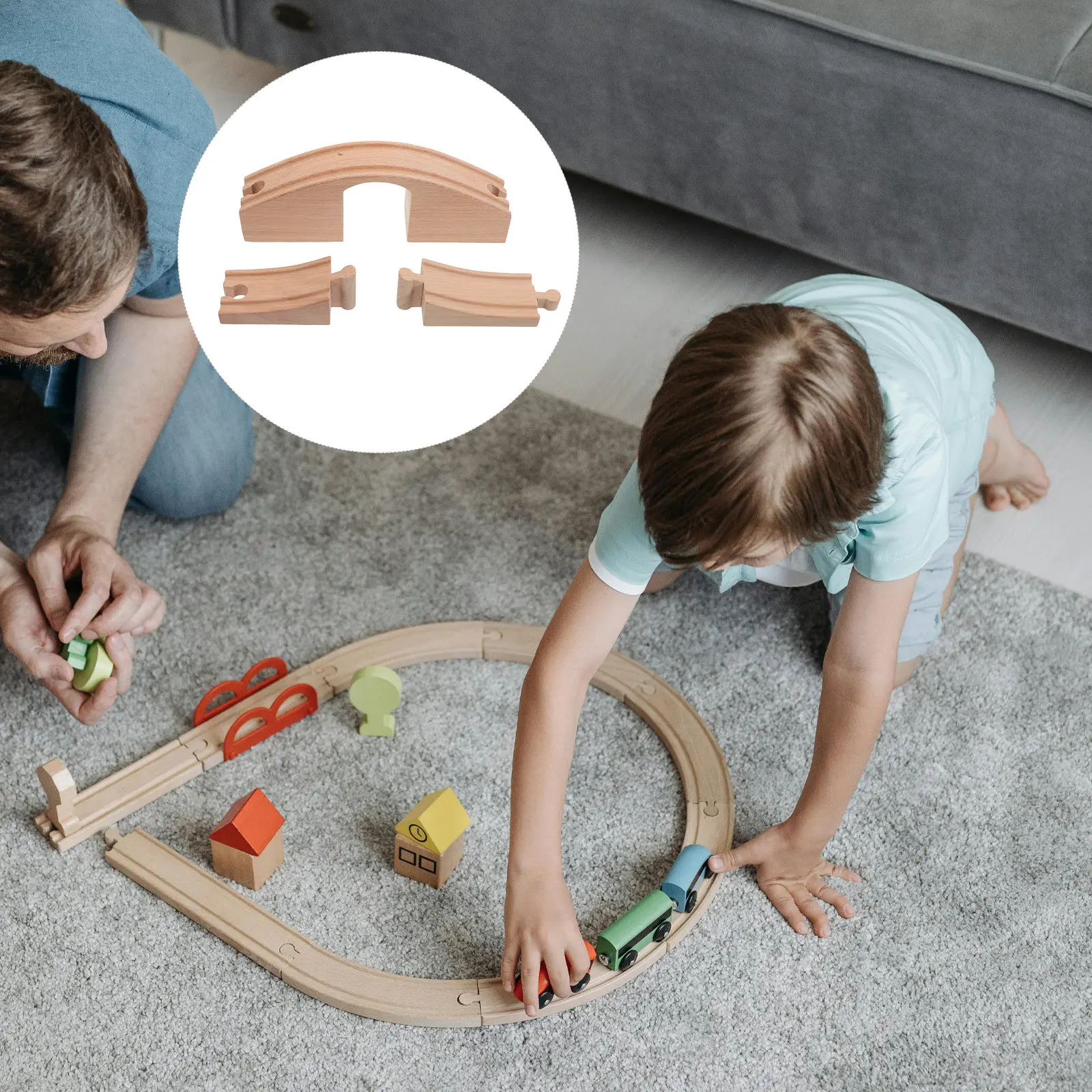 Wooden Train Track Bridge Expansion DIY Set for Creative Railway Layouts Compatible Railroad Tracks Accessories