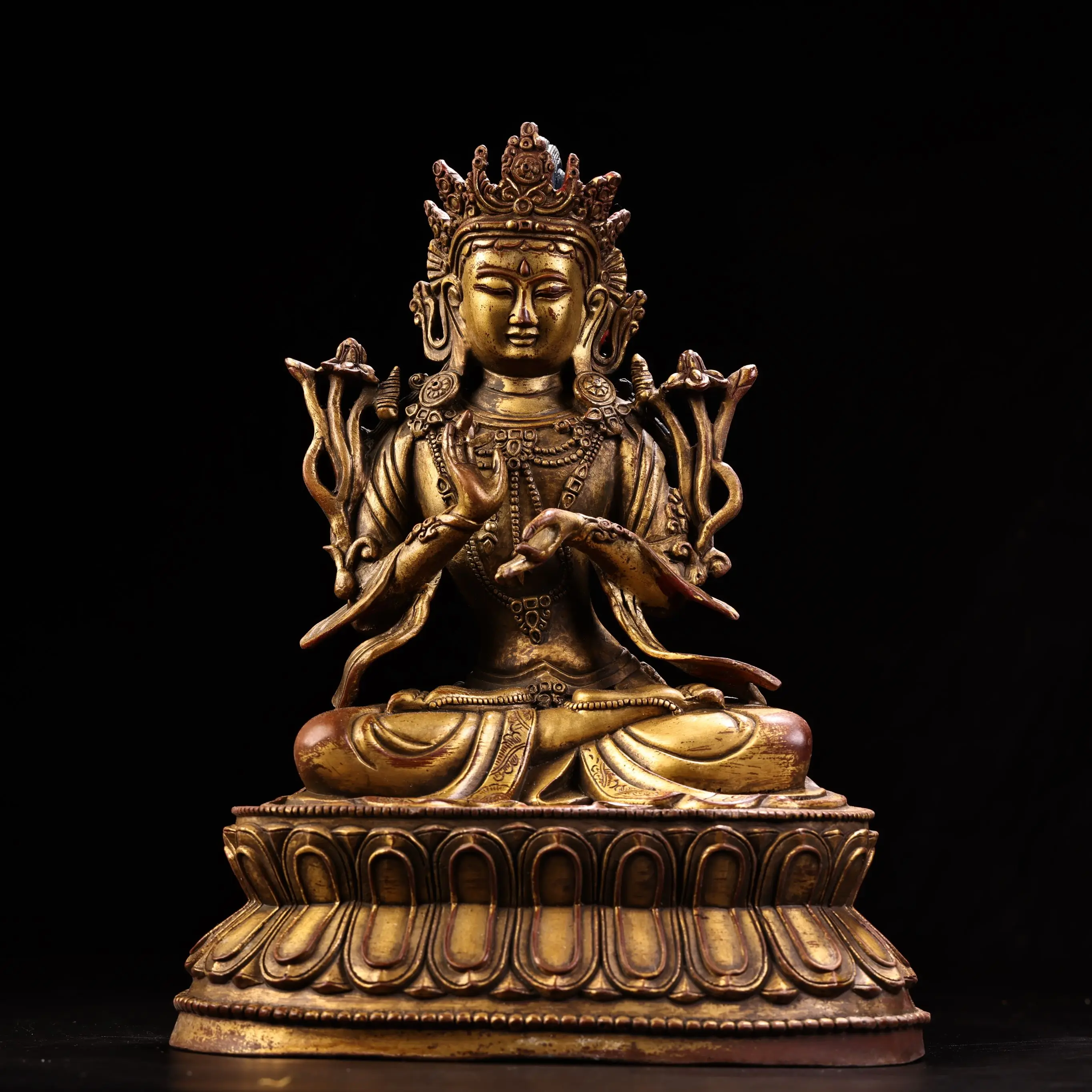 

14"Xizang Folk Collection Old Purple Bronze Gilded High Relief Currently, Bafo Future Buddha MAITREYA Amitabha Worship Hall