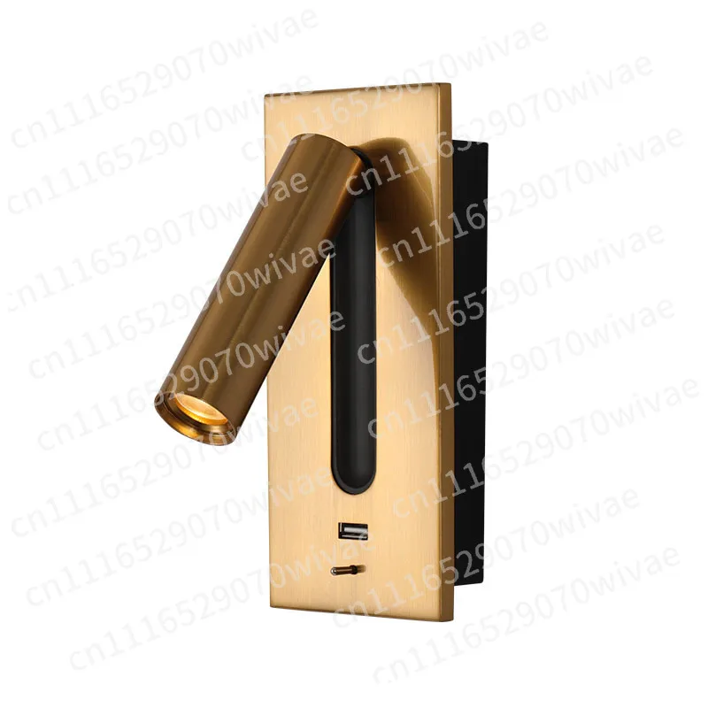 Hotel Bedside Reading Wall Sconce, Full Spectrum Eye-Care Wall Lamp with Charging Port for Guest Room & Bedroom