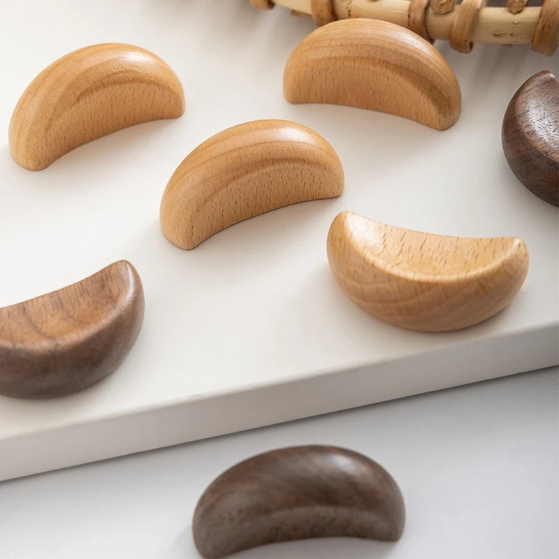 Wooden Cabinet Handle Environmentally Friendly Wardrobe Door Handle Modern and Simple Solid Wood Children's Room Drawer Handle