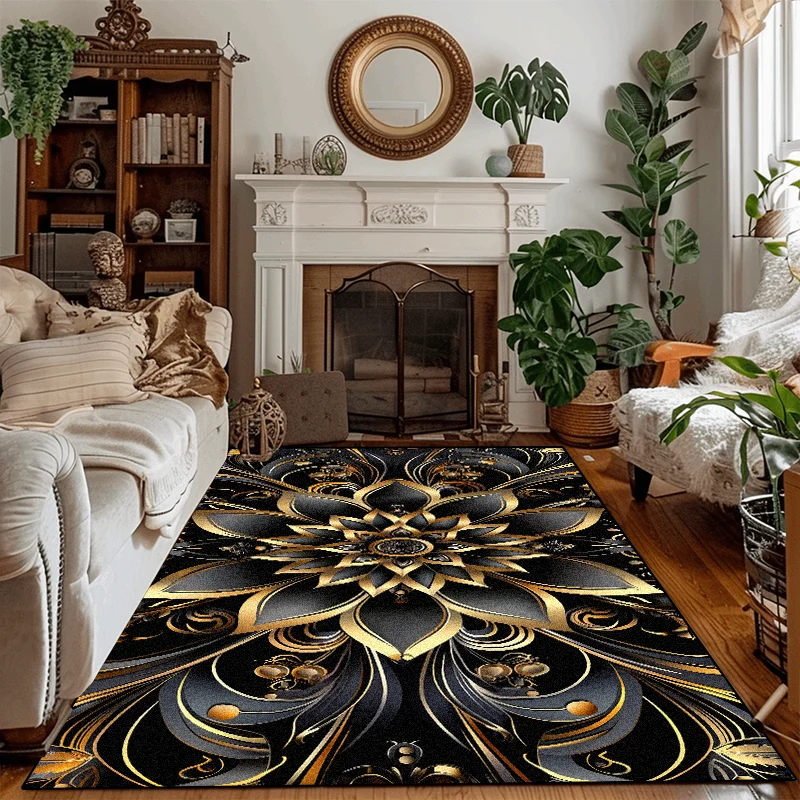 Luxury European Style Carpets Living Room Golden Decoration Rugs Home Sofa Area Floor Mat Bedroom Bedside Soft Carpet Washable