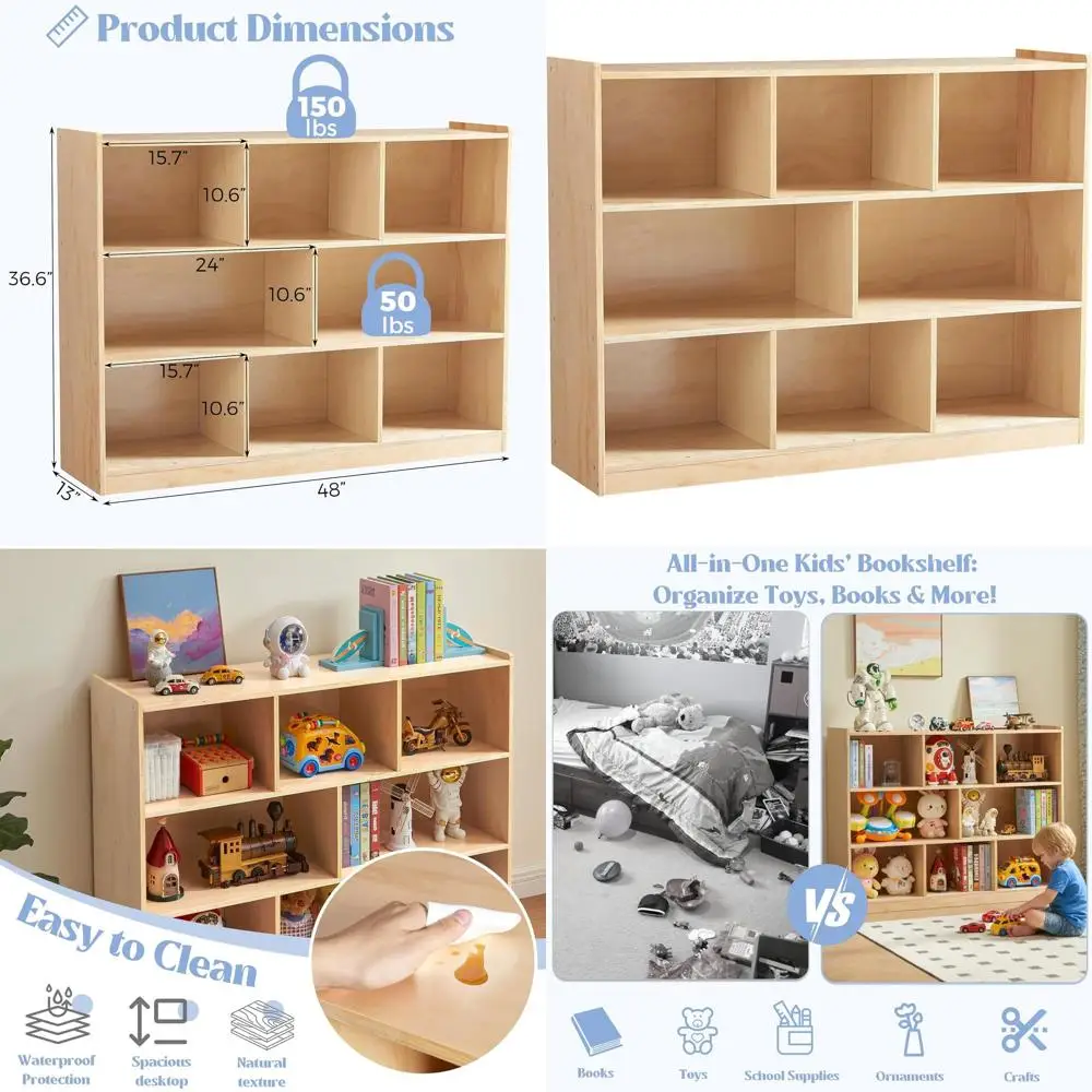 

8-ярусный деревянный шкаф для хранения вещей для детей, игровых комнат, классов и детских садов