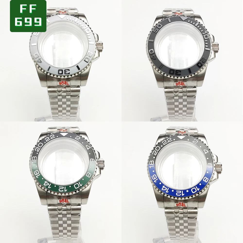 

Watch 40mm 316L Stainless Steel Case Ceramic GMT Bezel Mineral Glass Five Beads Strap Fits NH35 NH36 2836 Miyota 8215 2813