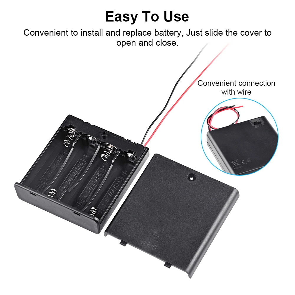 AAA 18650 Battery Holder Case Box With Cover And ON/OFF Switch Diy Cable Battery Storage Case For 2 3 4x AAA 2x 18650 1x 9v PP3