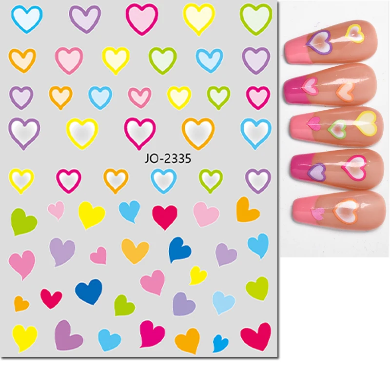 3D Nail Art Aufkleber rot schwarz Gold weiß süße Liebe Herzen Formen selbst klebende Schieber Nagel Aufkleber Dekoration für Nagel Maniküre