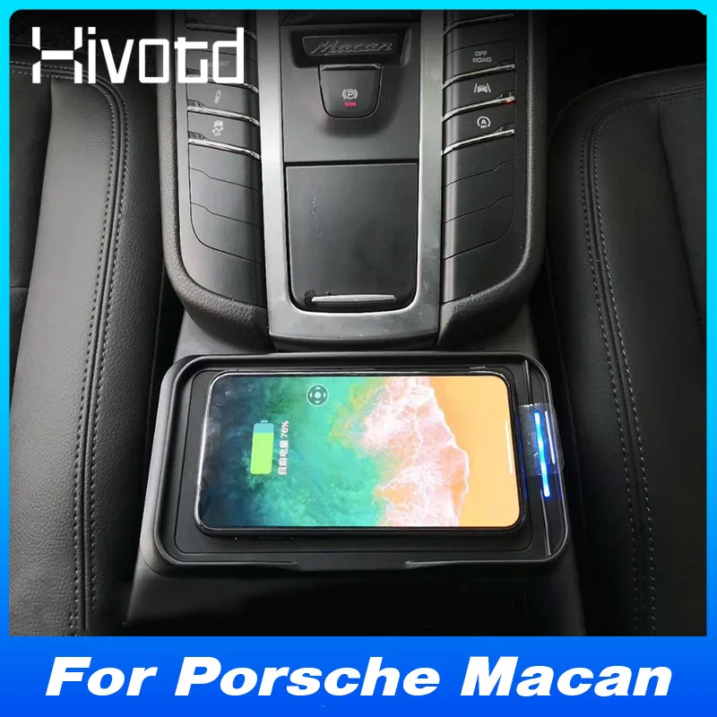 Car Wireless Charger For Porsche Macan 2015-2022 Accessories Fast Cell Phone Charging Plate Interior Modification Parts