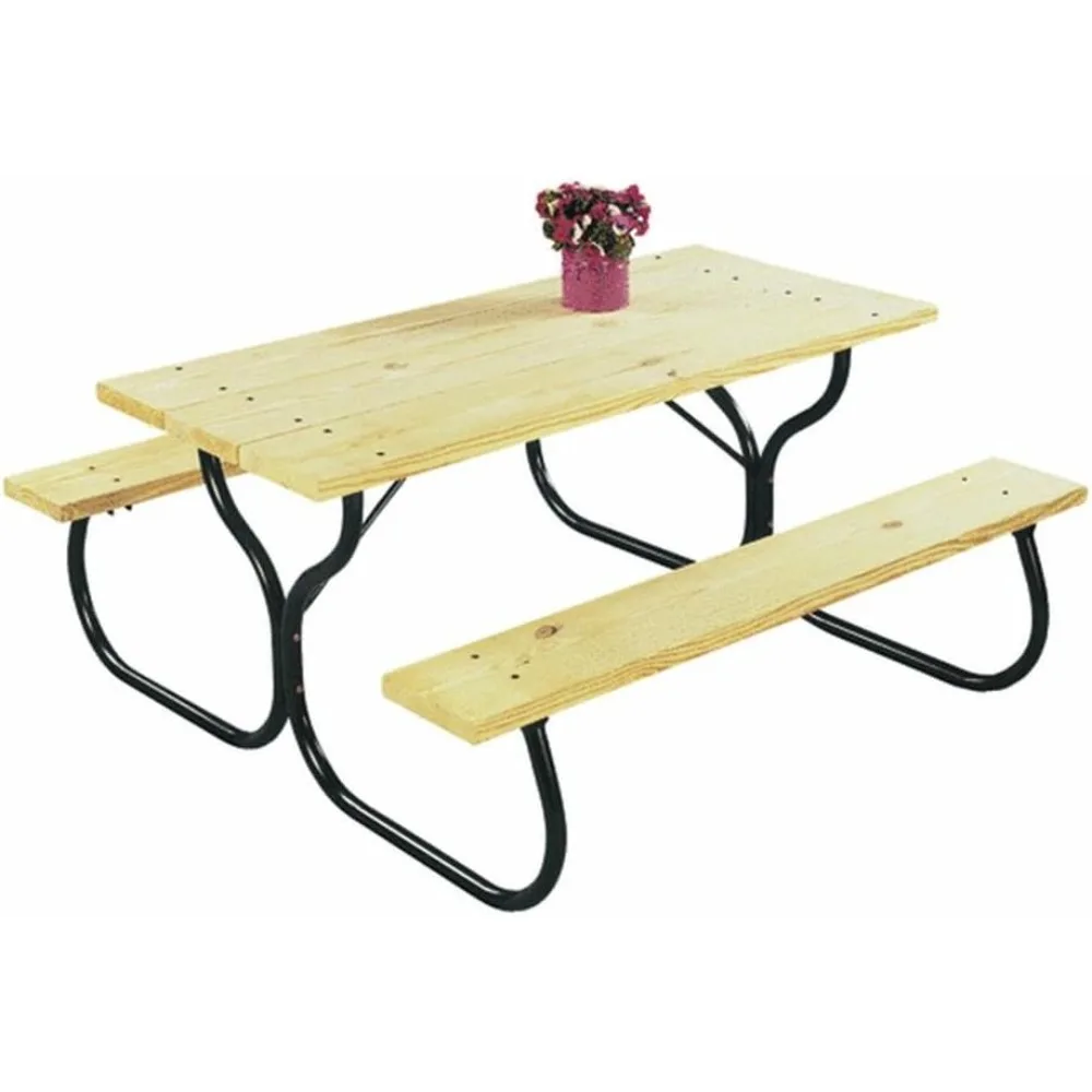

Jack Post Fiesta Charm 6 Person Outdoor Custom Do It Yourself Powder Coated Tubular Steel Frame for Long Wooden Picnic Table, Bl