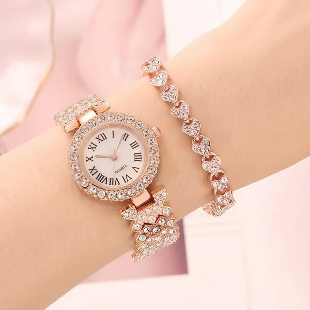 Montre de luxe avec bracelet en acier diamant pour femme, ensemble de montres, produits les plus connus, marque Reloj Mujer, 2024