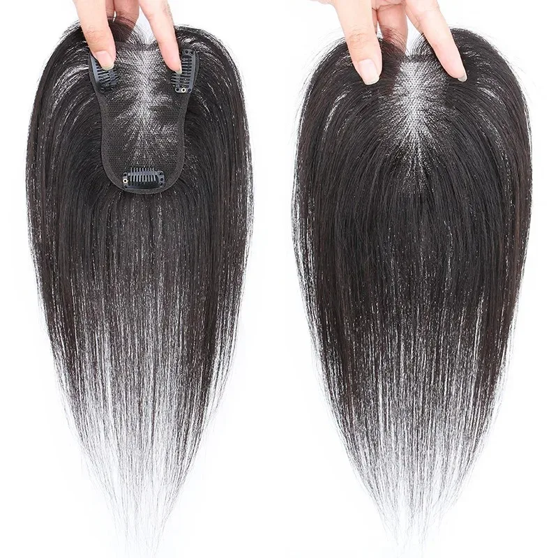 

Ультралегкий невидимый дышащий парик из натуральных волос 8x11 см для женщин, увеличивающий объем волос, прямой топпер, два цвета