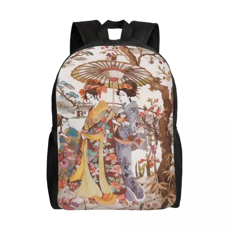 Mochilas de arte tradicional Vintage japonés Geishas para hombres y mujeres, resistente al agua, bolsa escolar universitaria, bolsas de libros impresas