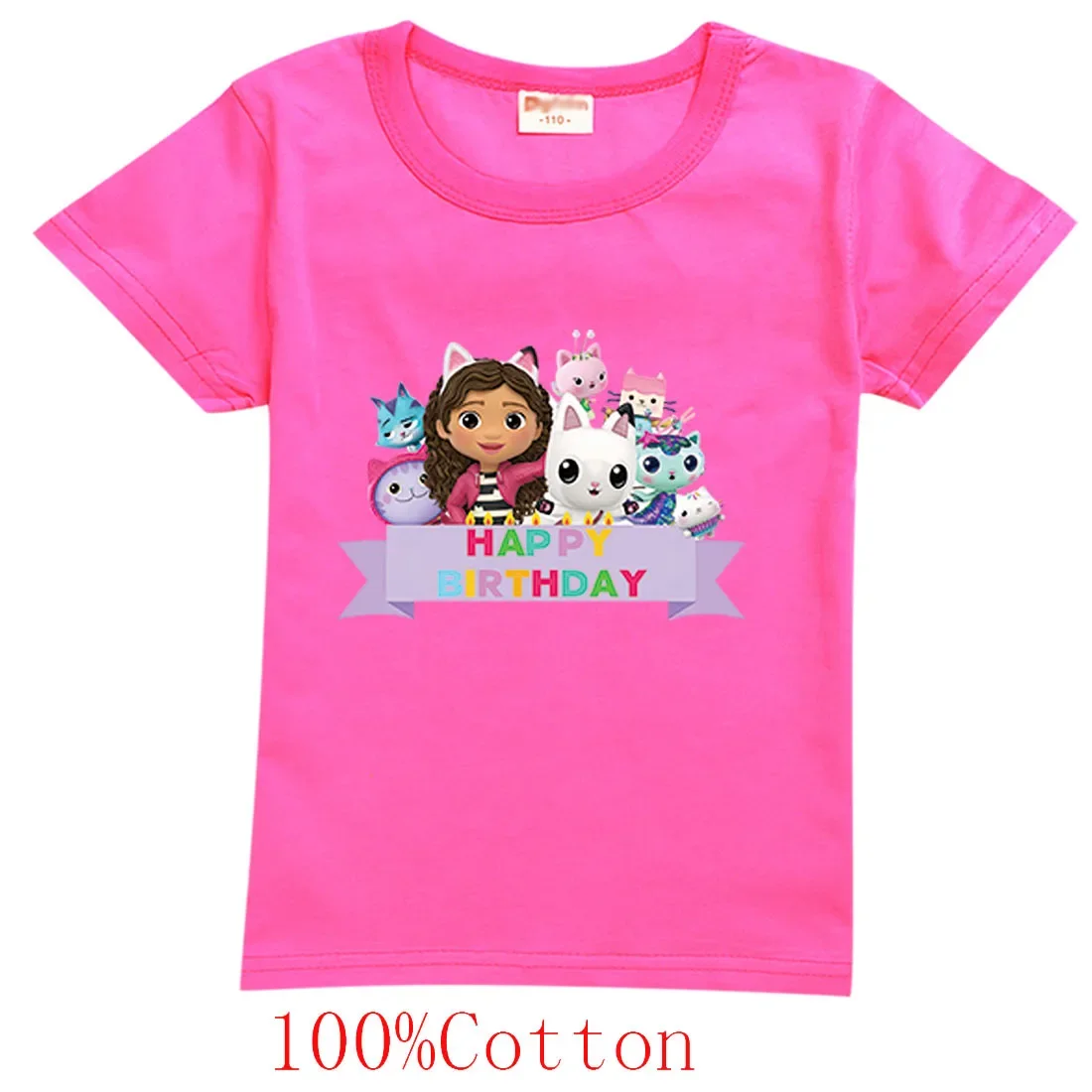 Gabby Dollhouse T Shirt Kids Summer Clothes Girl Gabbys Chats T-shirt Baby Boys Short Sleeve Tops Children Clothing for Birthday