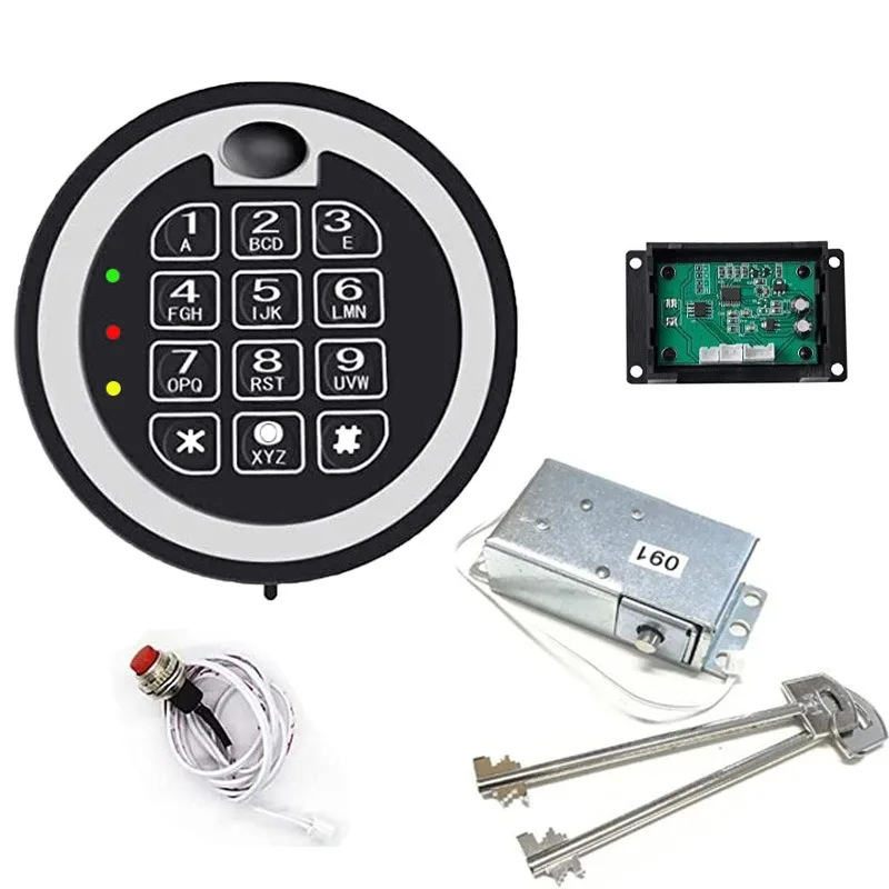 Electronic Password Safe Lock Round Metal Panel Anti-theft Cabinet Lock with Delay Function for Gun Cabinet & Safe Box