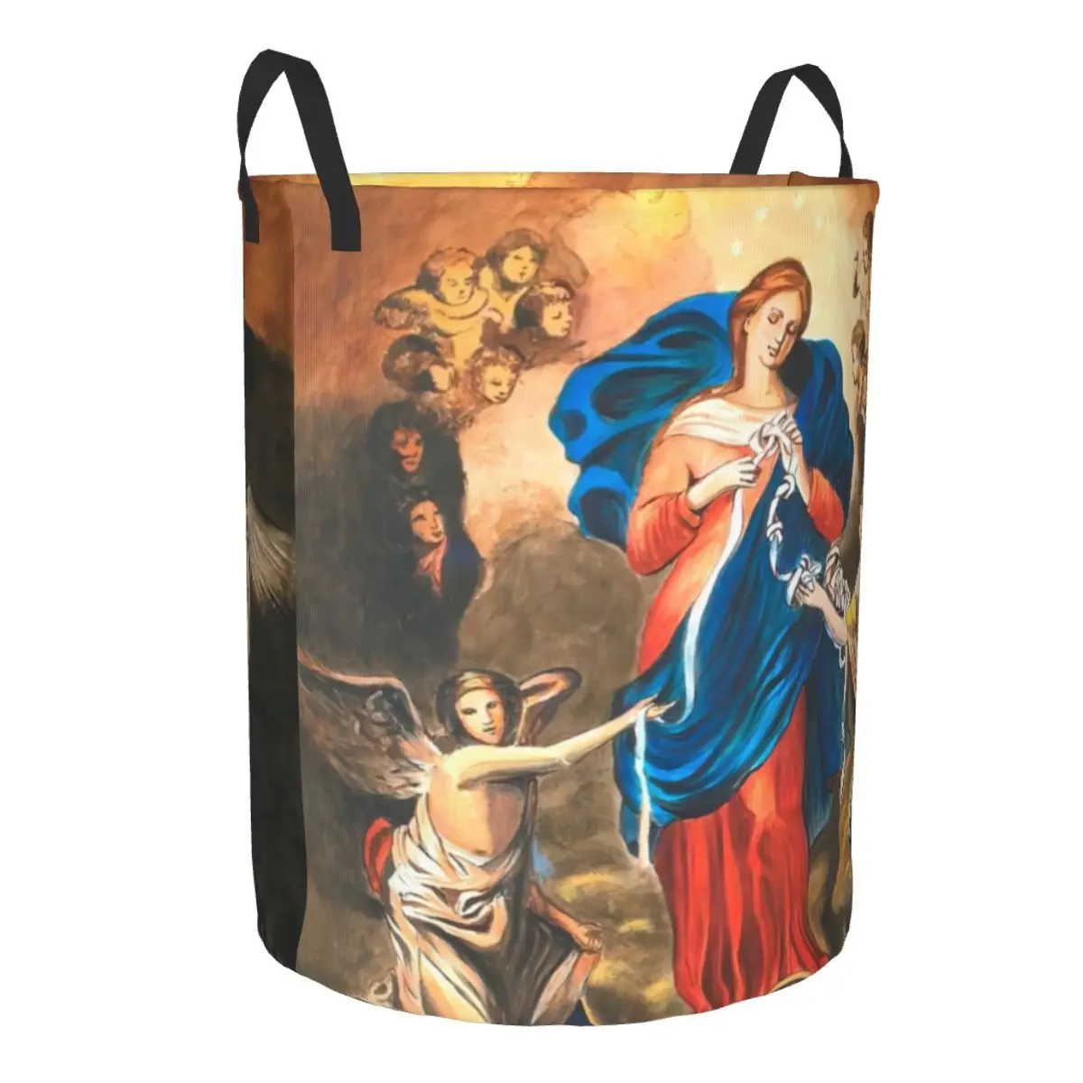 Custom Mary Undoer Of Knots Laundry Basket Foldable Catholic Our Lady of Virgin Mary Clothes Toy Hamper Storage Bin