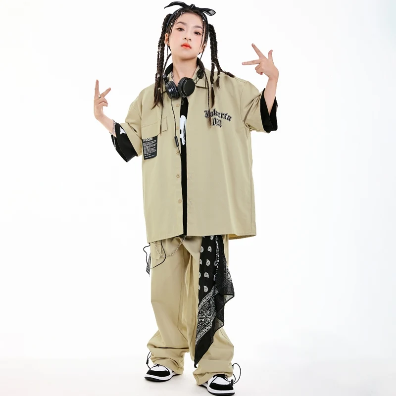 

2025 New Hip Hop Dance Costume Kids Loose Hiphop Kpop Dance Outfits Girls Boys Group Jazz Performance Stage Clothes Wear DN20459