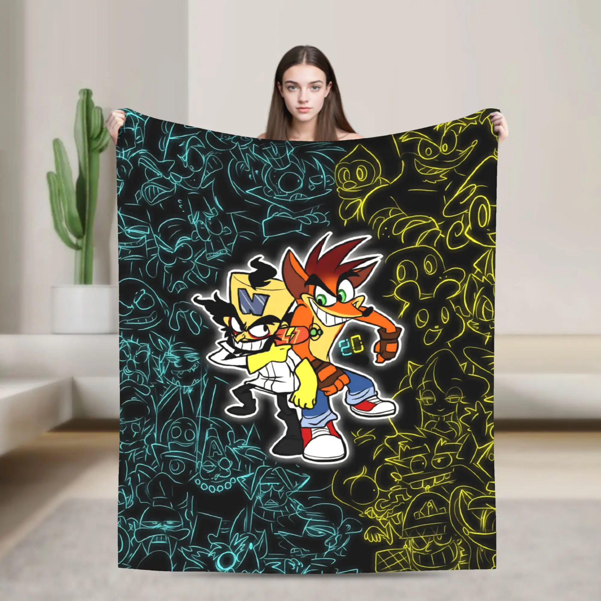Crashed Game Bandicoots Blankets Aku Flannel Funny Warm Throw Blankets for Bed Sofa  Winter