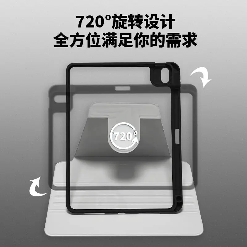 كورومي 720 ° حافظة دوارة لجهاز iPad Pro 11/Air 6/5/Mini 6، غطاء حامل أكريليك ثلاثي الطي مع فتحة قلم رصاص مقاومة للصدمات #3
