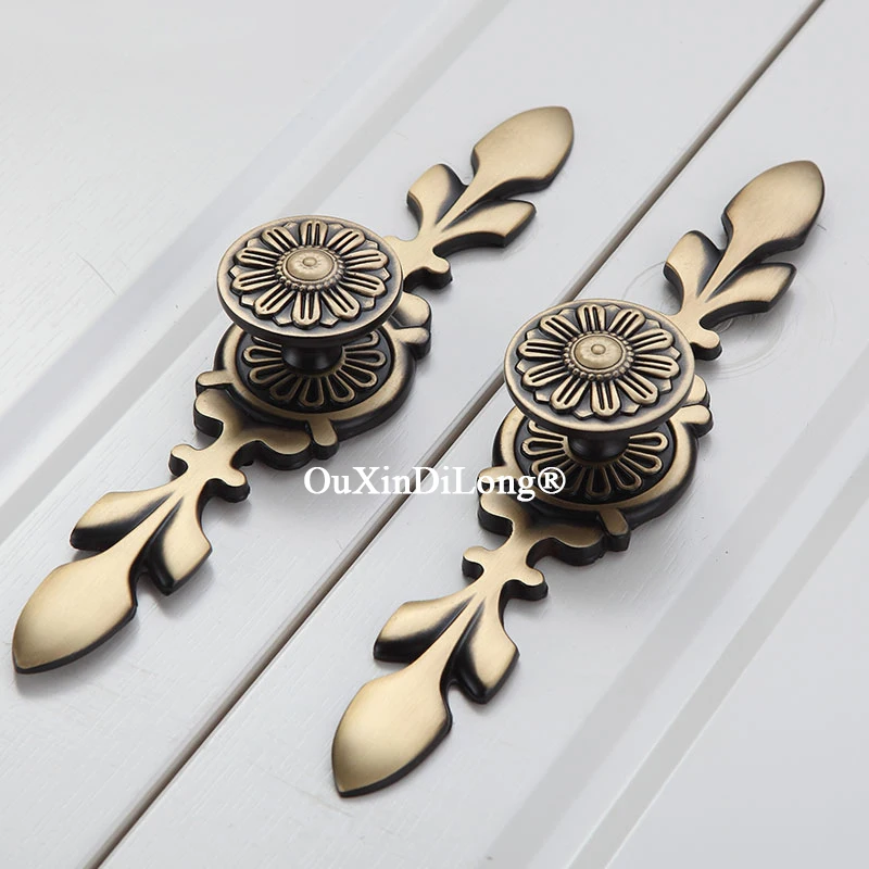 

10PCS Pure Brass European Antique Furniture Pulls Handle Drawer Knobs Cupboard Wardrobe Kitchen Shoe TV Wine Cabinet Pulls Knobs