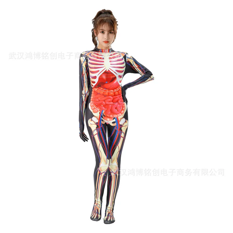 Halloween Carnaval Horror Body Structuur Panty Zombie Patroon Stage Performance Cosplay Schedel