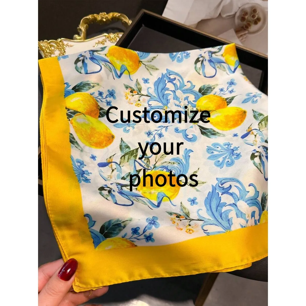 Customized silk scarf - Personalized ladies' square scarf. Photos and patterns - Birthday gift - Anniversary gift - Holiday gift