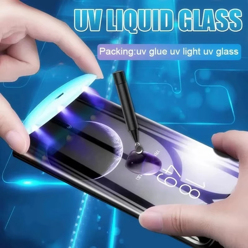 UV Liquid Full Glue Tempered Glass For Samsung Galaxy S24 S23 S22 S21 S20 S10 S9 S8 Note 8 9 10 20 Plus Ultra Screen Protectors