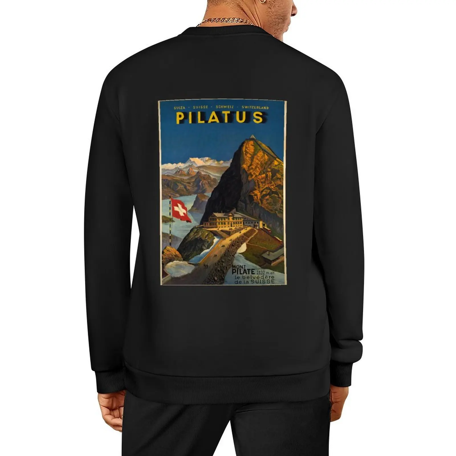 

Pilatus vintage travel poster Pullover men's sweat-shirt men wear tracksuit korean autumn clothes sweatshirts for men