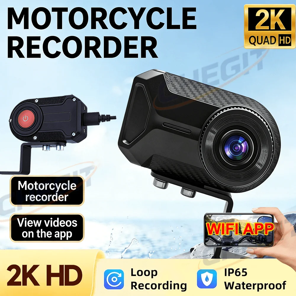 New 2K HD Motorcycle Driving Dash Cam Camcorder IP65 Mountain Electric Bike Bicycle Motorcycle Helmet Camera Outdoor Black Box