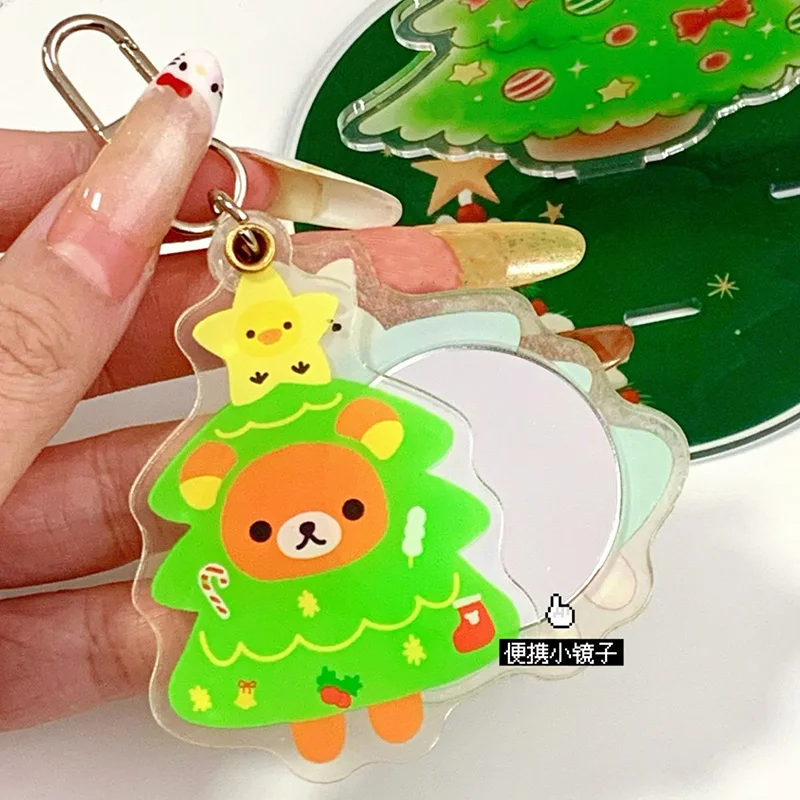 

Новый брелок Rilakkuma с героями мультфильмов для творчества, портативный маленький зеркальный рюкзак для девочек, очаровательный орнамент, аксессуары, рождественские подарки другу