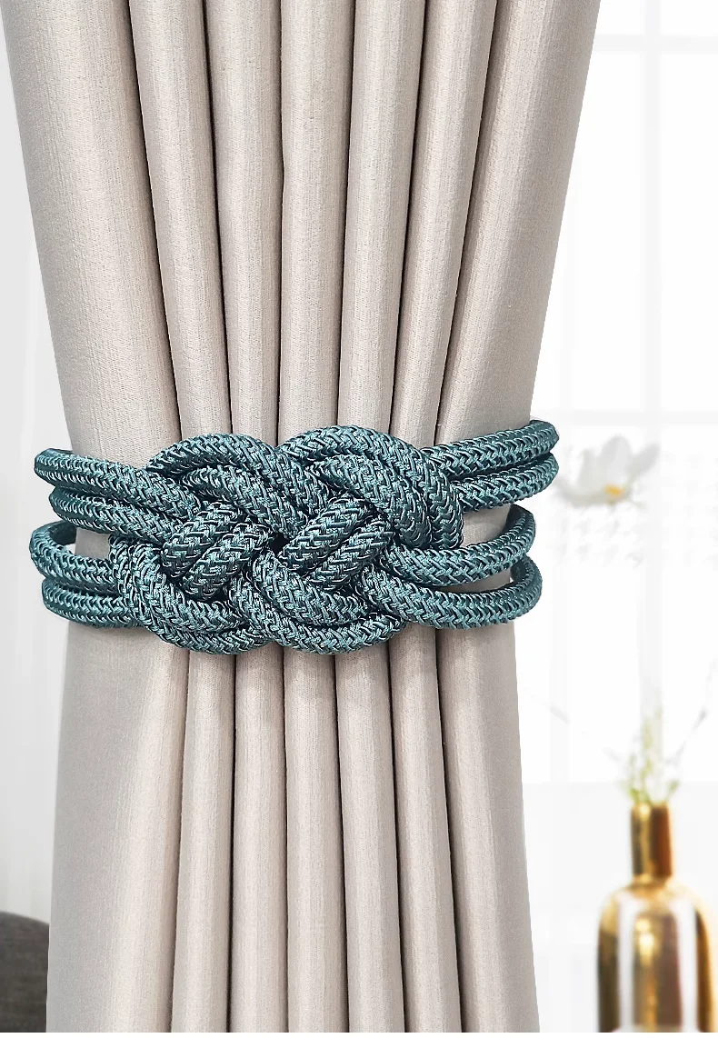 Innovative Chinese knot curtain tiebacks with magnetic buckle for living room and bedroom home decoration.